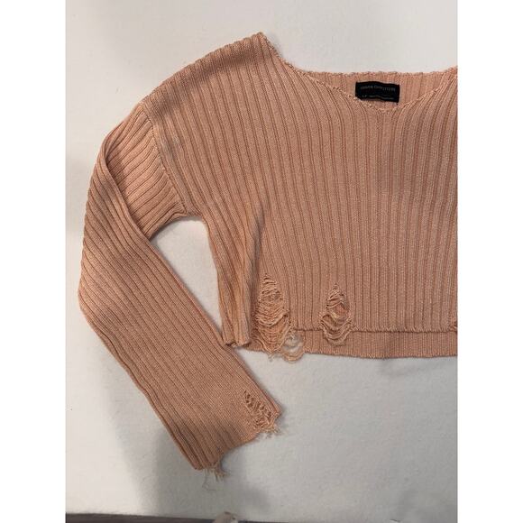 Urban Outfitters Distressed Crop Top Ribbed Sweater Size S - Picture 4 of 8